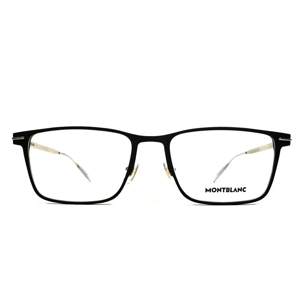Montblanc Eyeglasses Frames MB0396ON 001 Black Gold Aluminum 54-18-145